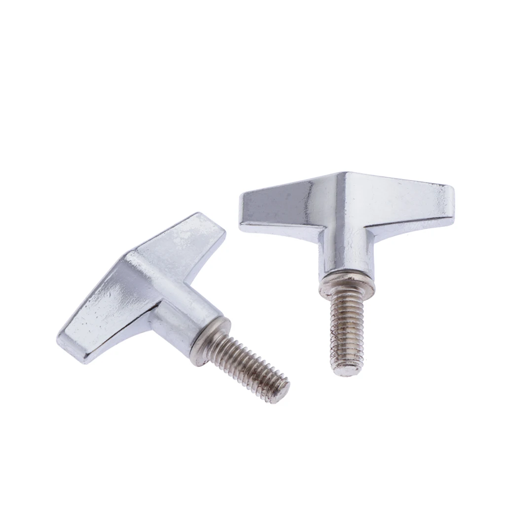 Pack of 2 Zinc Alloy Drum Set Cymbal Stand Wing Nut Screw 6mm High-graded