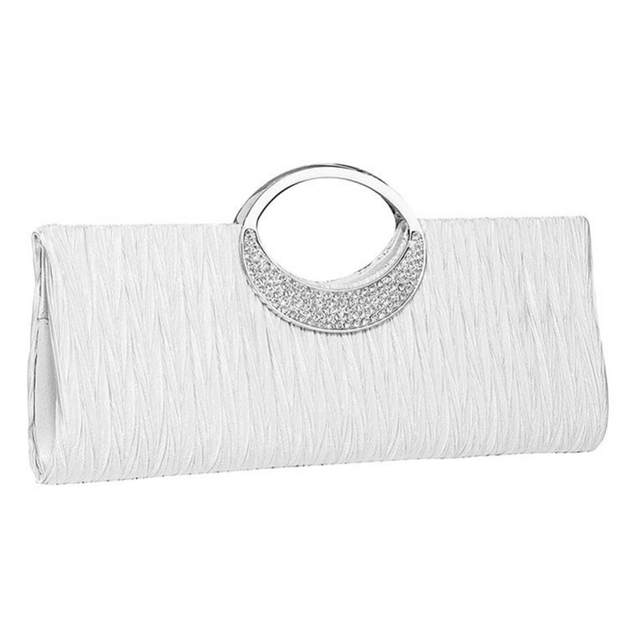 Windfall Women Luxury Rhinestone Satin Pleated Evening Bag Party Clutch  Purse Handbag