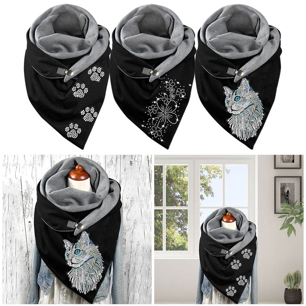 Scarves Retro Style Neckerchief Scarf Triangle Casual Shawl Blanket Warm Printing for Winter