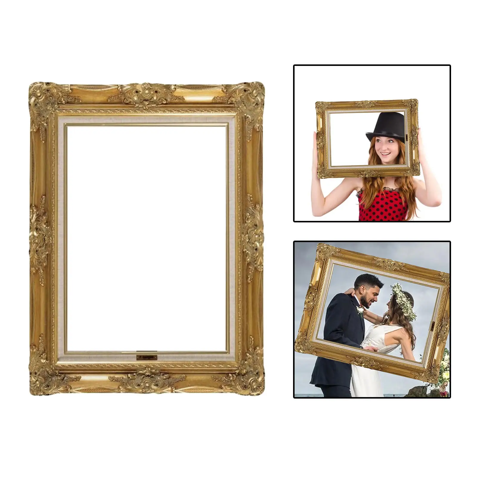 Inflatable Selfie Frame Photo Booth Props Decoration DIY Hand Holdingb Golden Photo Frame for Birthday Friends Xmas Wedding