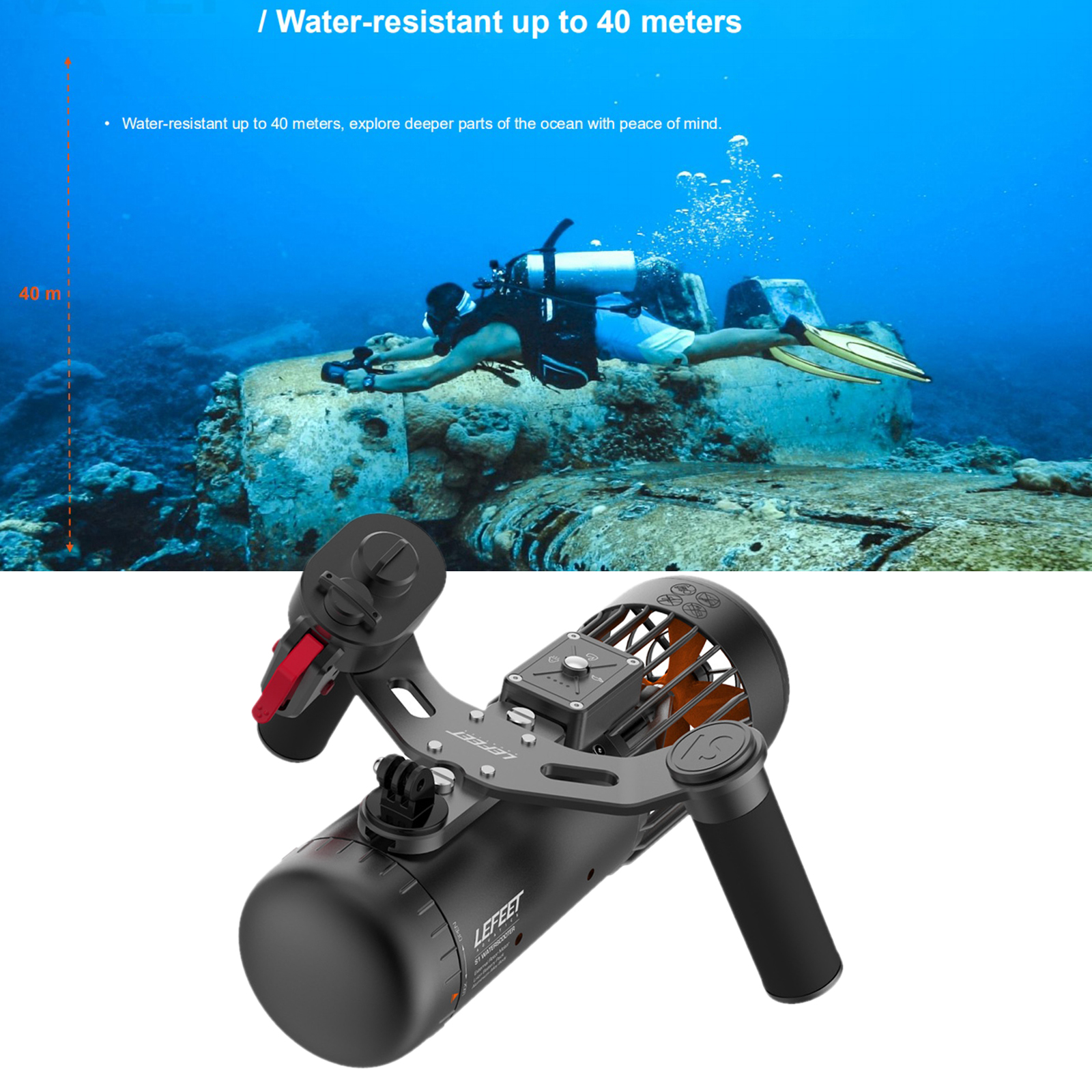 Underwater Scooter Electric Diving Booster for Water Sports Swimming Pool, Deep Diving, Snorkeling, Sea Adventures