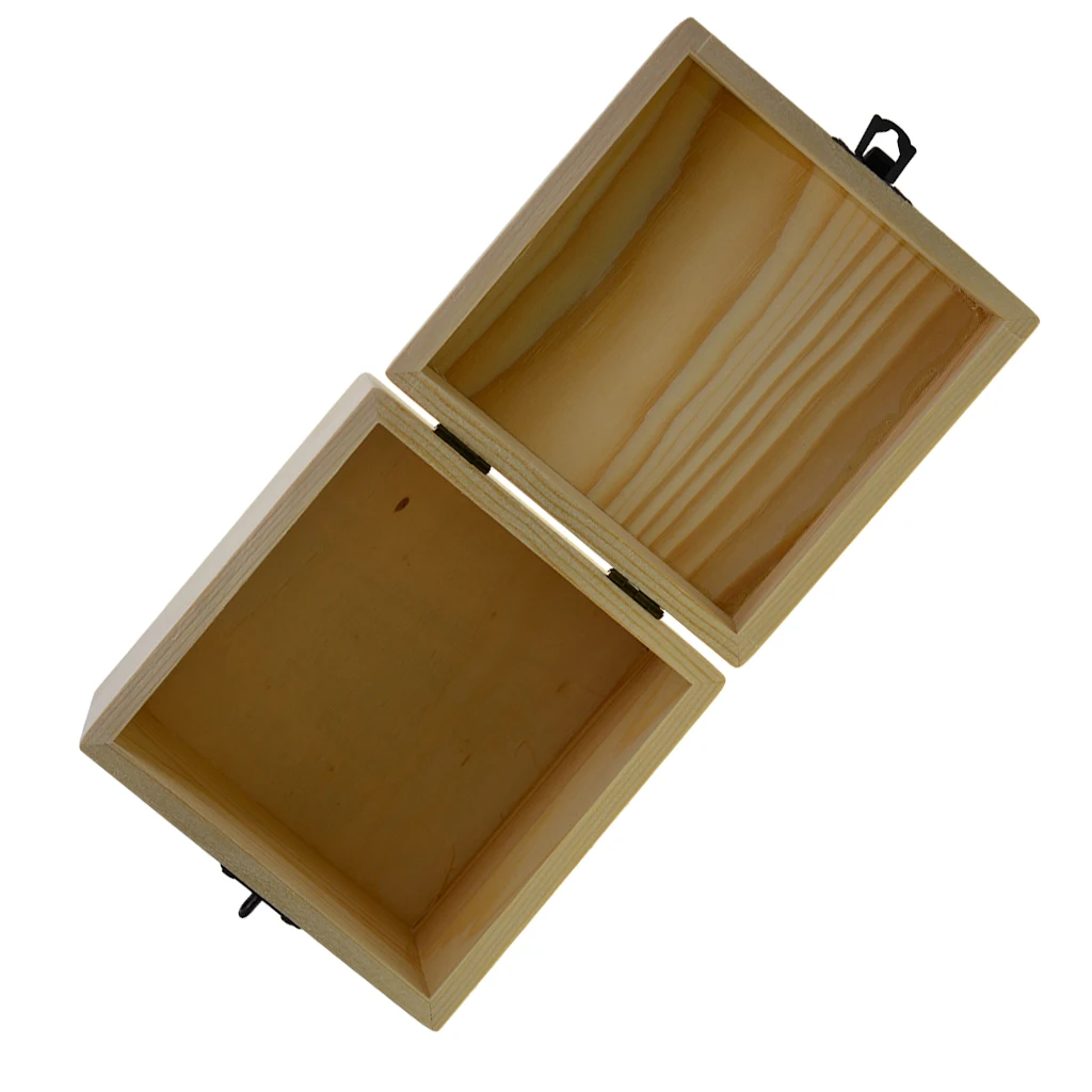 Unpainted Wooden Storage Box Case fo Jewelry Gadget Gift Wood Keepsake Craft 