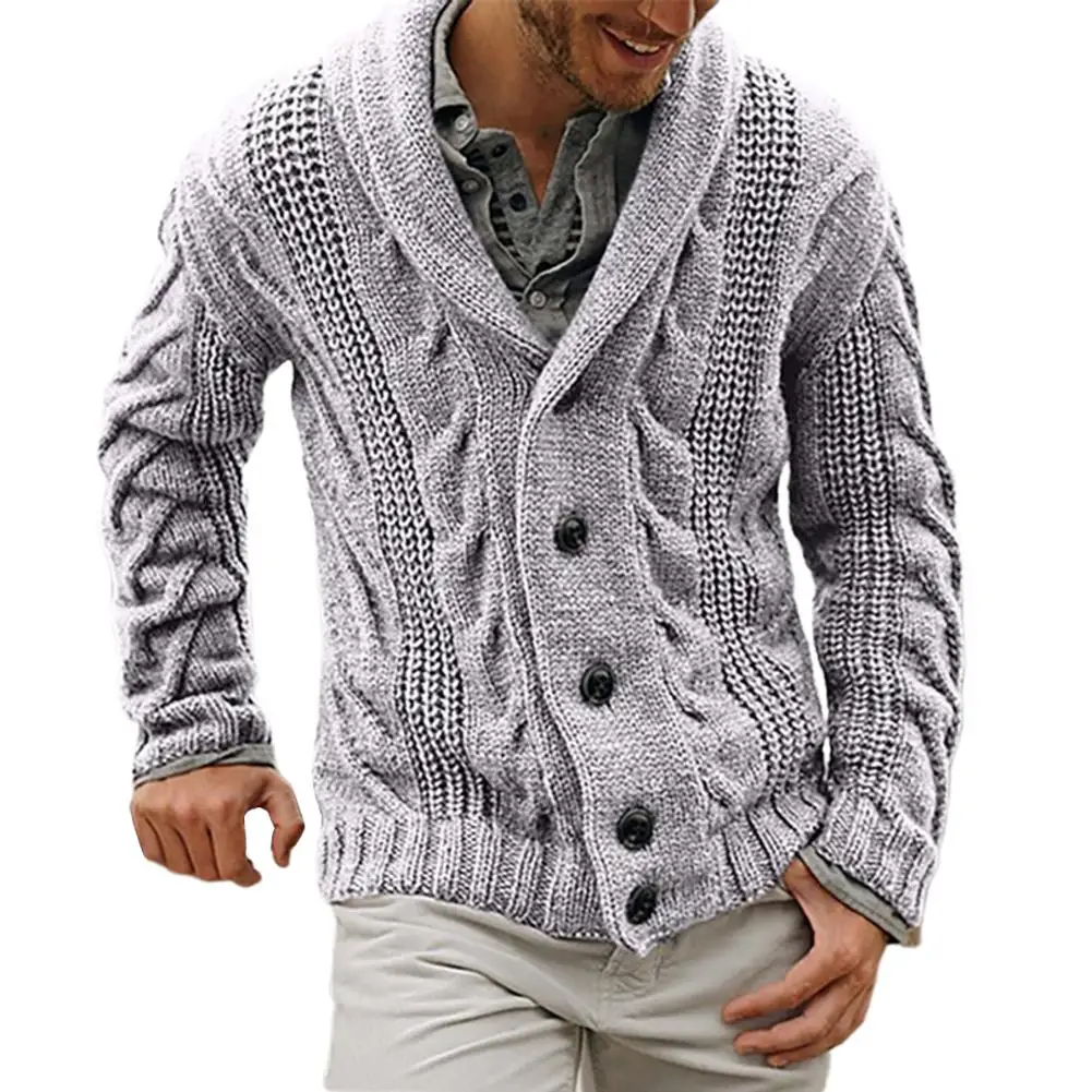 moda, outono, quente, cor sólida, com botões, cardigã, suéter de inverno
