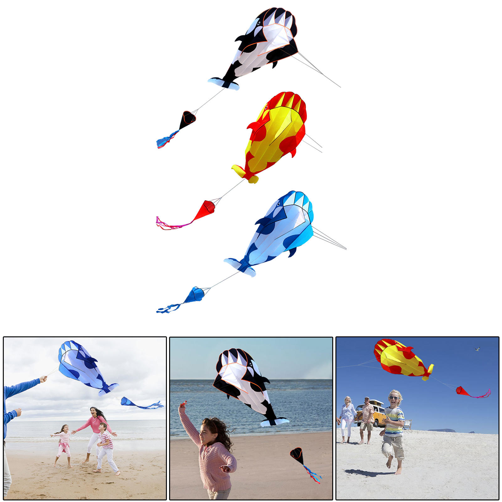 Soft Killer Whale Kite Children Gifts Flying Kites Parafoil with 30M Kites String Large for Outdoor Trip Garden Flying Toys