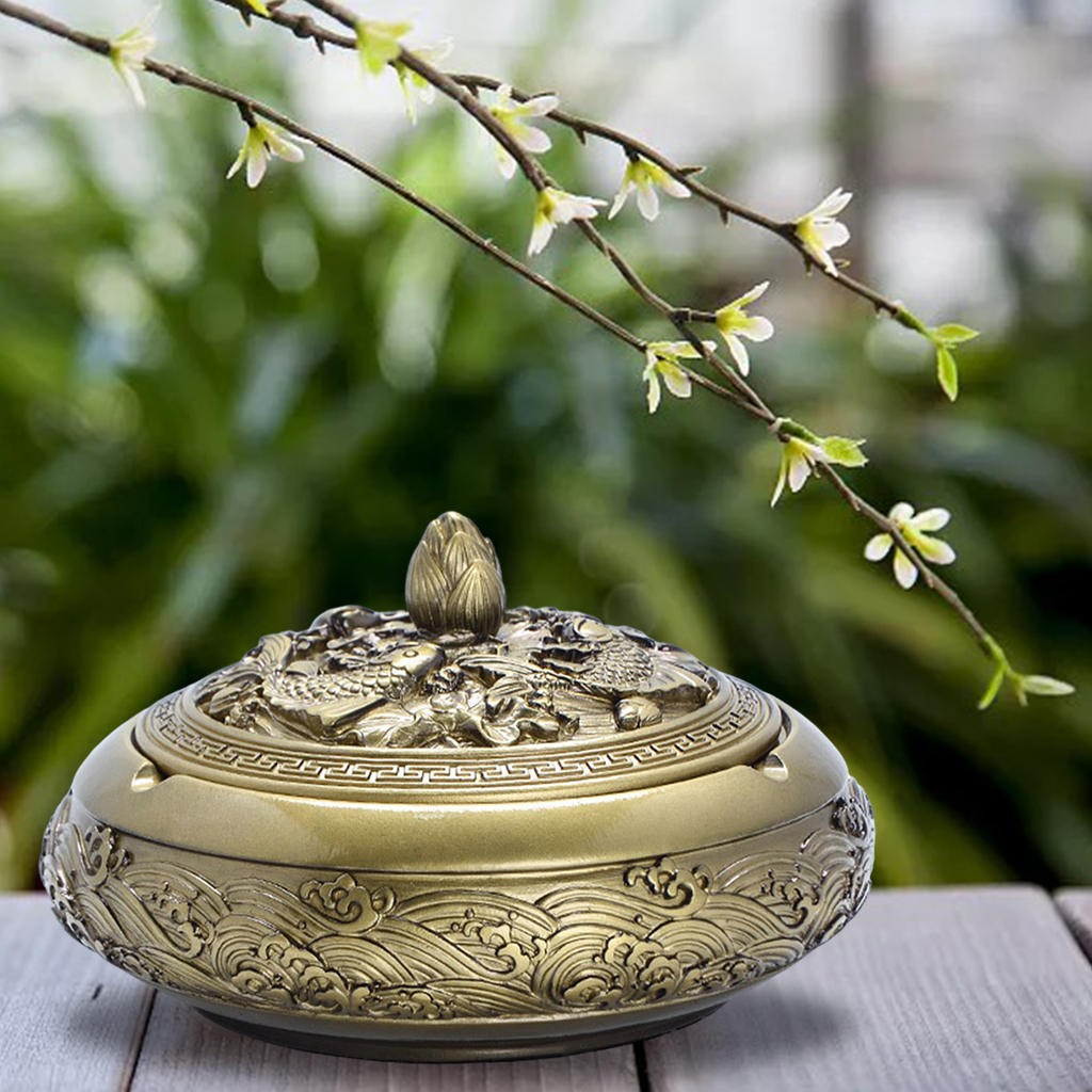 Vintage Ash Tray with Lid Sculpture Ashtray Souvenirs Decorative Cigarette Holder Souvenirs Artware Crafts Tabletop