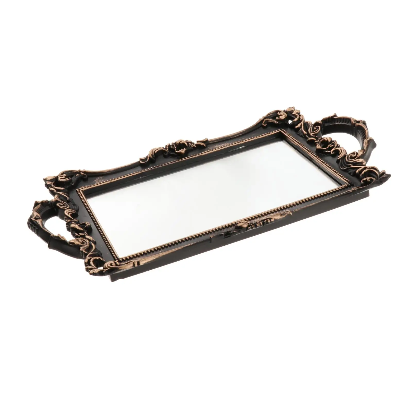 Mirrored Vintage Vanity Makeup Tray Ornate Jewelry Trinket Tray Organizer Cosmetic Perfume Serving Tray Home Dresser Decor
