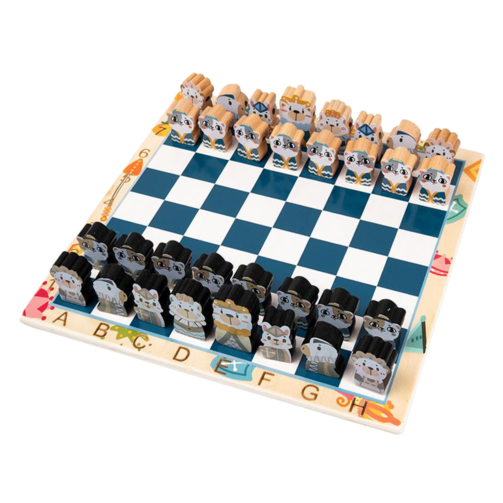 Portable Wooden Vintage Chess Game Chessman Traditional Board Game for Kids