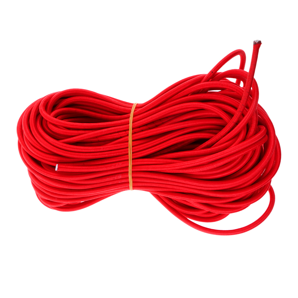 6mm Red Strong Elastic Bungee Rope Shock Cord Stretch String Tie Down Roof Rack Tent Kayak Boat Bag Luggage DIY Craft UV Stable