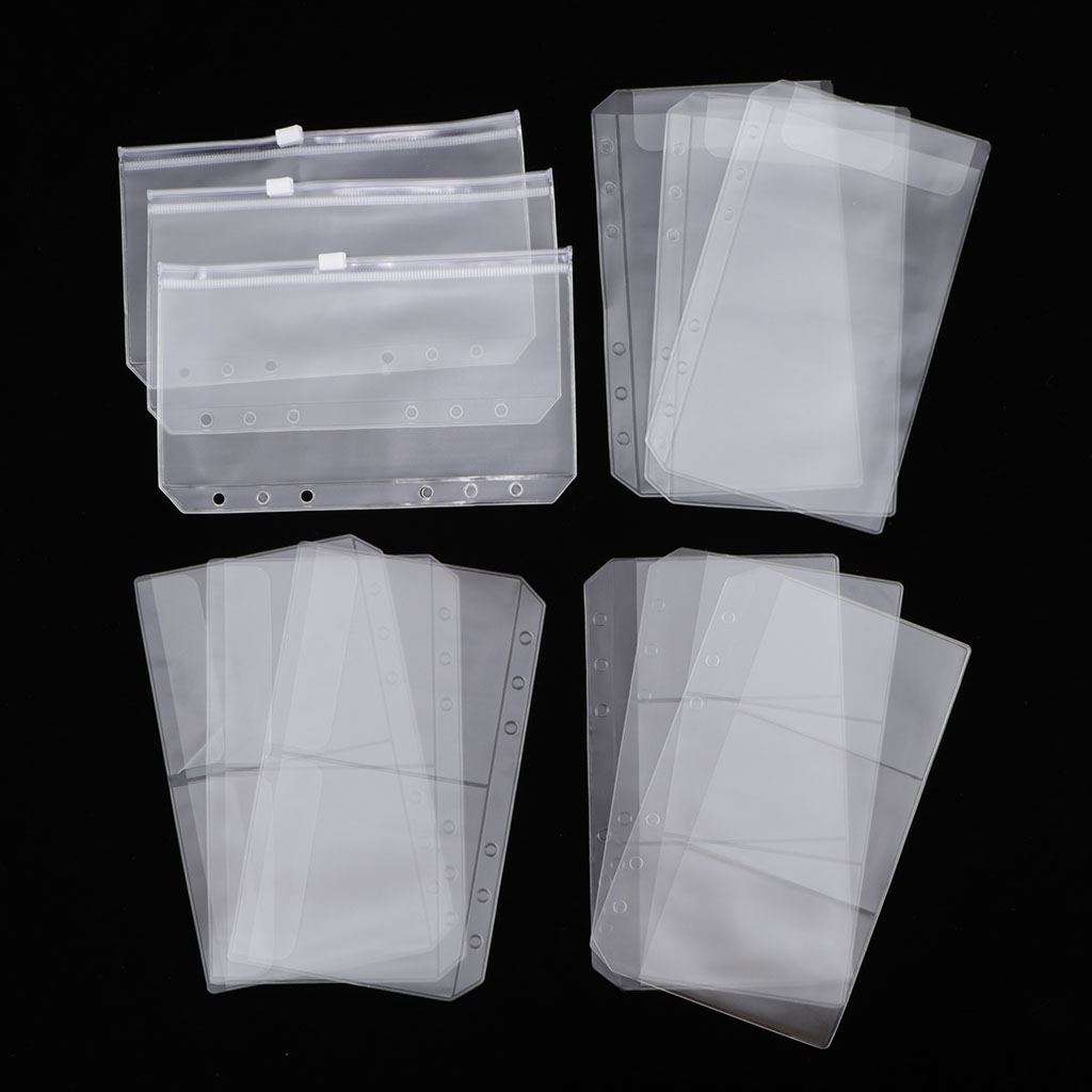 12 Pack Binder Pocket 6 Holes 5.12x3.15inch A6 Size Zipper Folders Provide Long-Term Protection for Documents Pictures