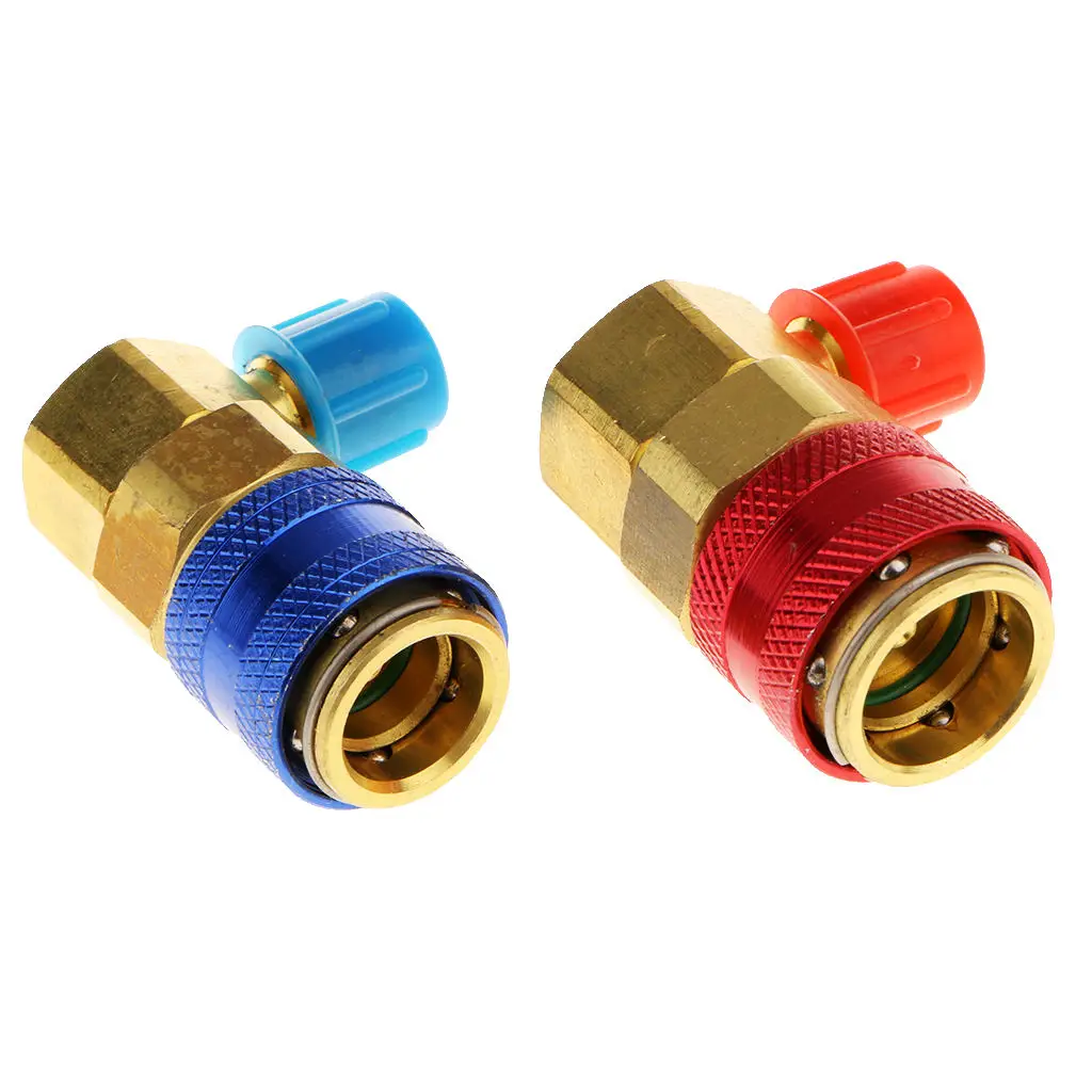 Pair HVAC 1/4 R134a Hi Low Air Condition Quick Connectors Adaptors Coupler Kit for Auto Cars Replacement