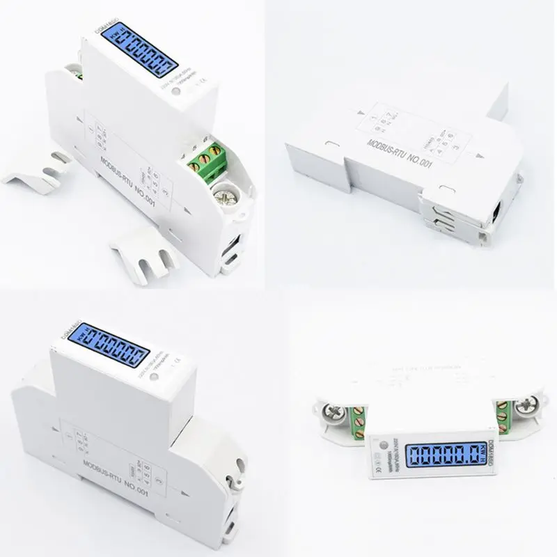 Single Phase Din Rail Electricity Power Consumption Energy Watt Meter ballboU Electricity Power Energy Meter with LCD Digital Display 5-100A 