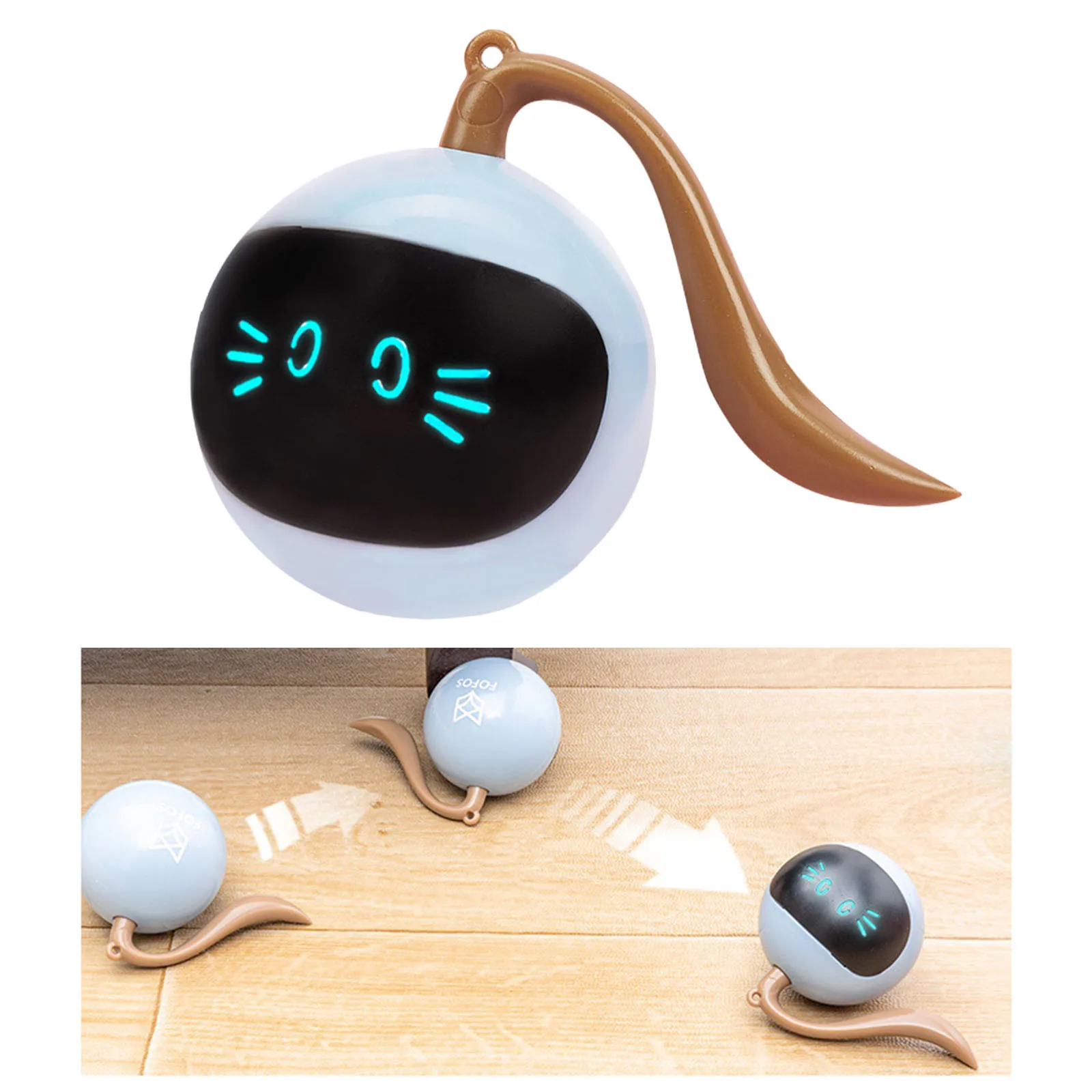Interactive Cat Toys LED Self Rotating Ball Toys USB Rechargeable Automatic Rolling Ball Toy r Cat Kitty Pet Entertainment Toy