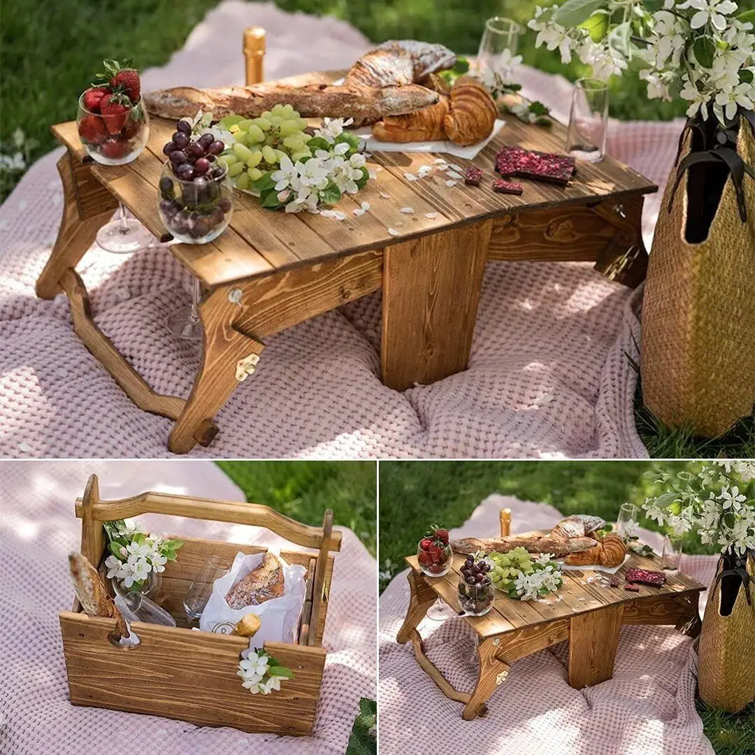 Foldable Picnic Basket Table Portable Chairs Outdoor FurniturecBeach Chair Portable Storage Box Camping Accessories