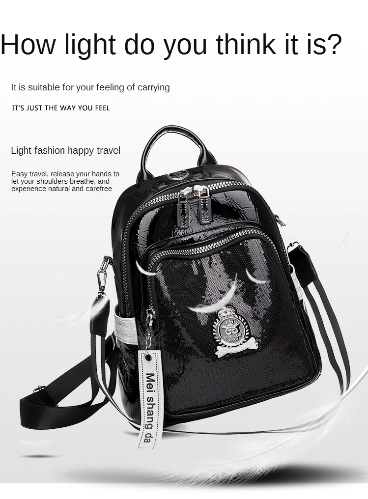 YILIAN Fashion sequin backpack 2021 new women's large capacity dual-use shoulder bag versatile personality shoulder bag functional and stylish backpacks