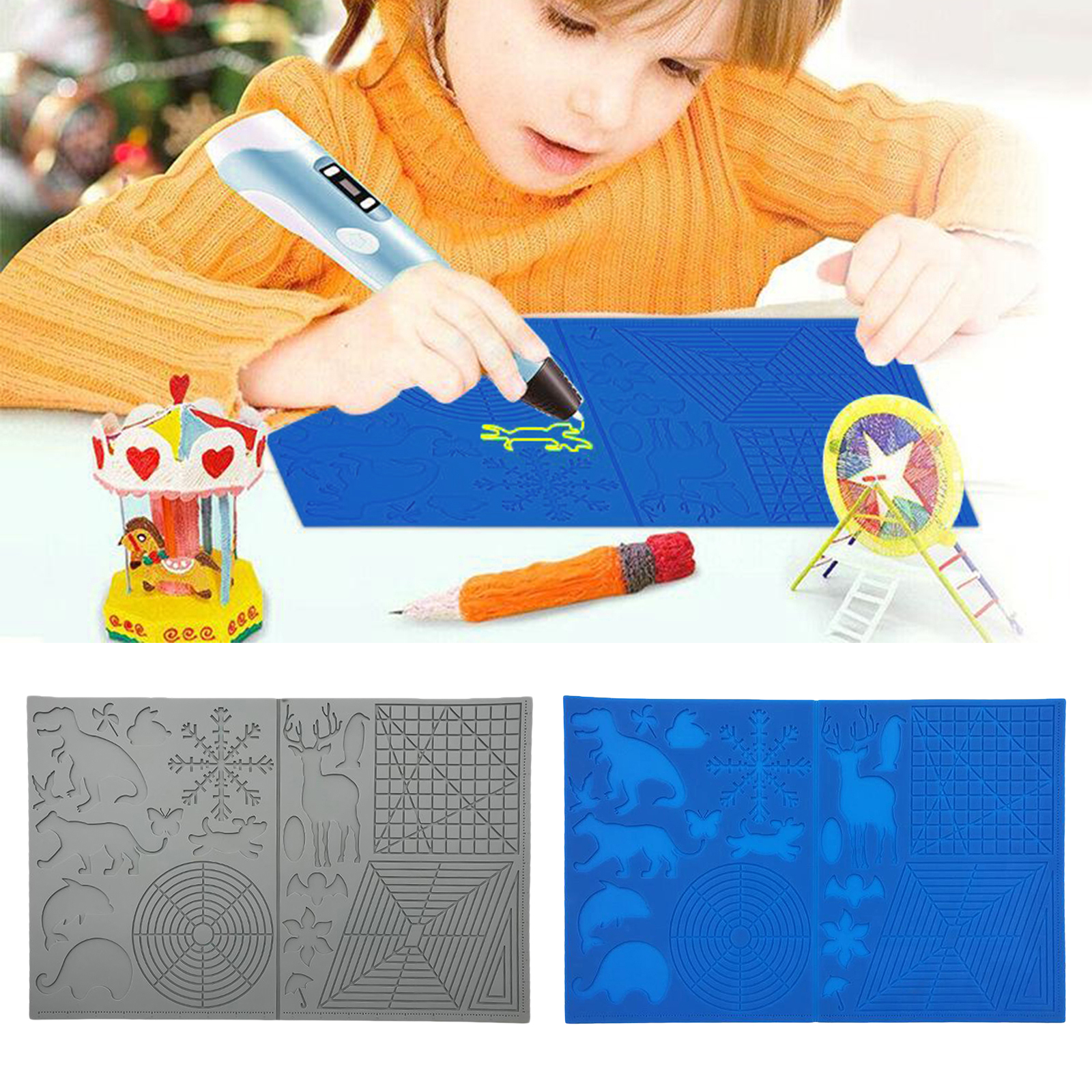 3D Pen Mat Silicone Drawing Mat Design Pad Create 3D Objects For Printing Pen Basic Template Art Supplies Drawing Tool Gift