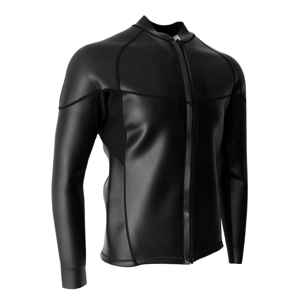Men`s 2mm Black Neoprene Wetsuit Top Jacket Smooth Skin for Diving Surfing S-XXXL All Sizes