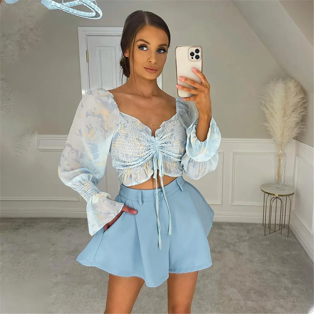 2022 Summer All-Match Women Solid Color A-Line Shorts High Waist Button Loose Fit Shorts Kawaii Fashion Legs Looks So Long patagonia shorts