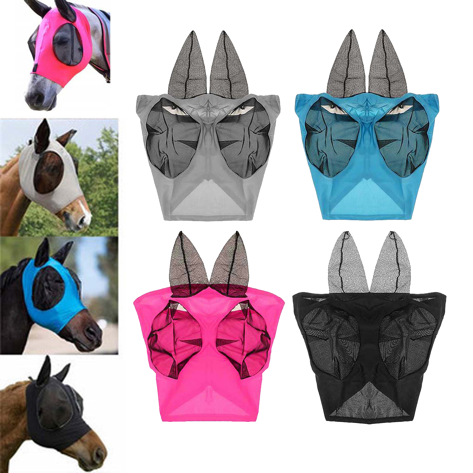 Horse Fly Mask, Fly Masks for Horses with Ears, Smooth & Elasticity Fly Mask,