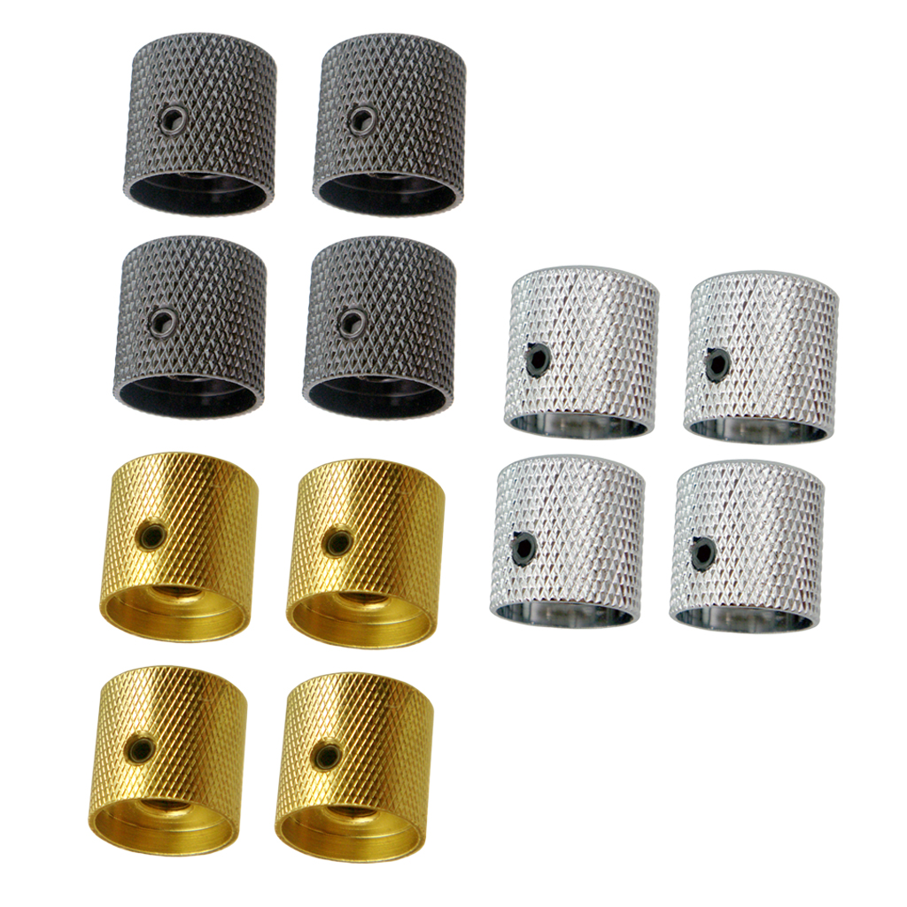 4 Pieces Electric Guitar Bass Volume Tone Control Knobs Buttons Cylinder Tunning Knob for Electric Guitar and Bass
