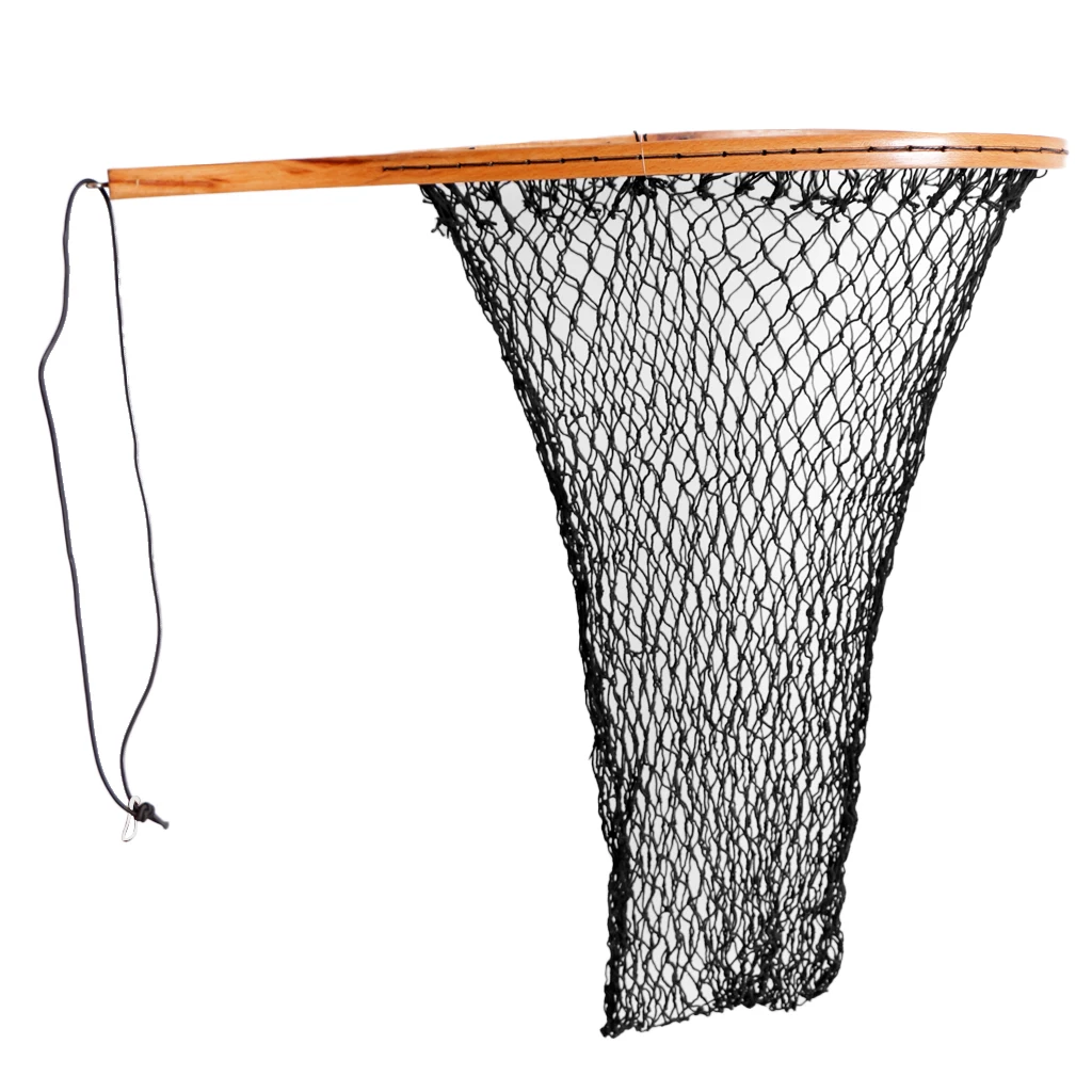 Fishing Landing Net Soft Nylon Mesh Catch And Release Net - Wooden Frame