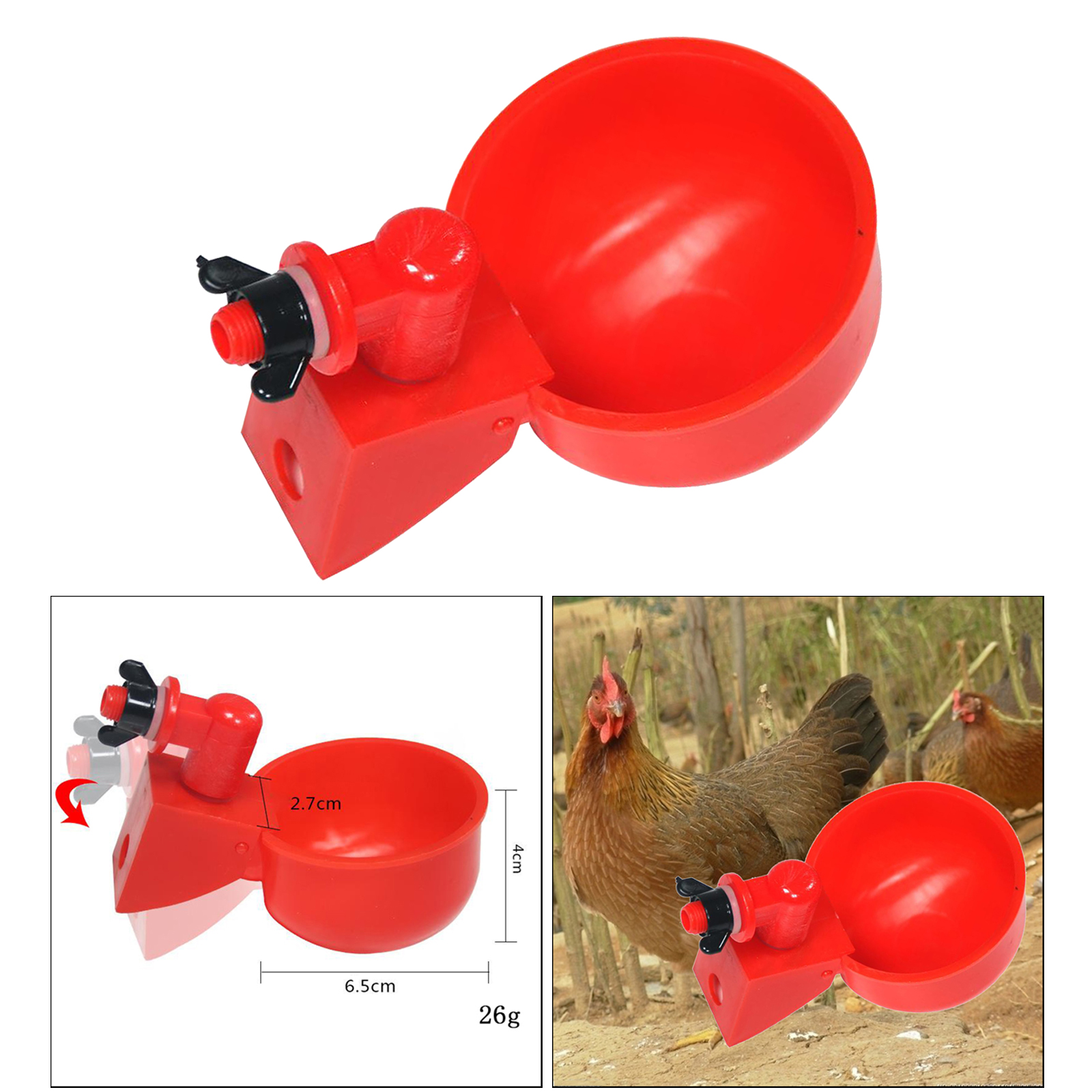 Poultry Watering Cups Bowl Plastic Waterer Duck Feeder Supplies Easy Install