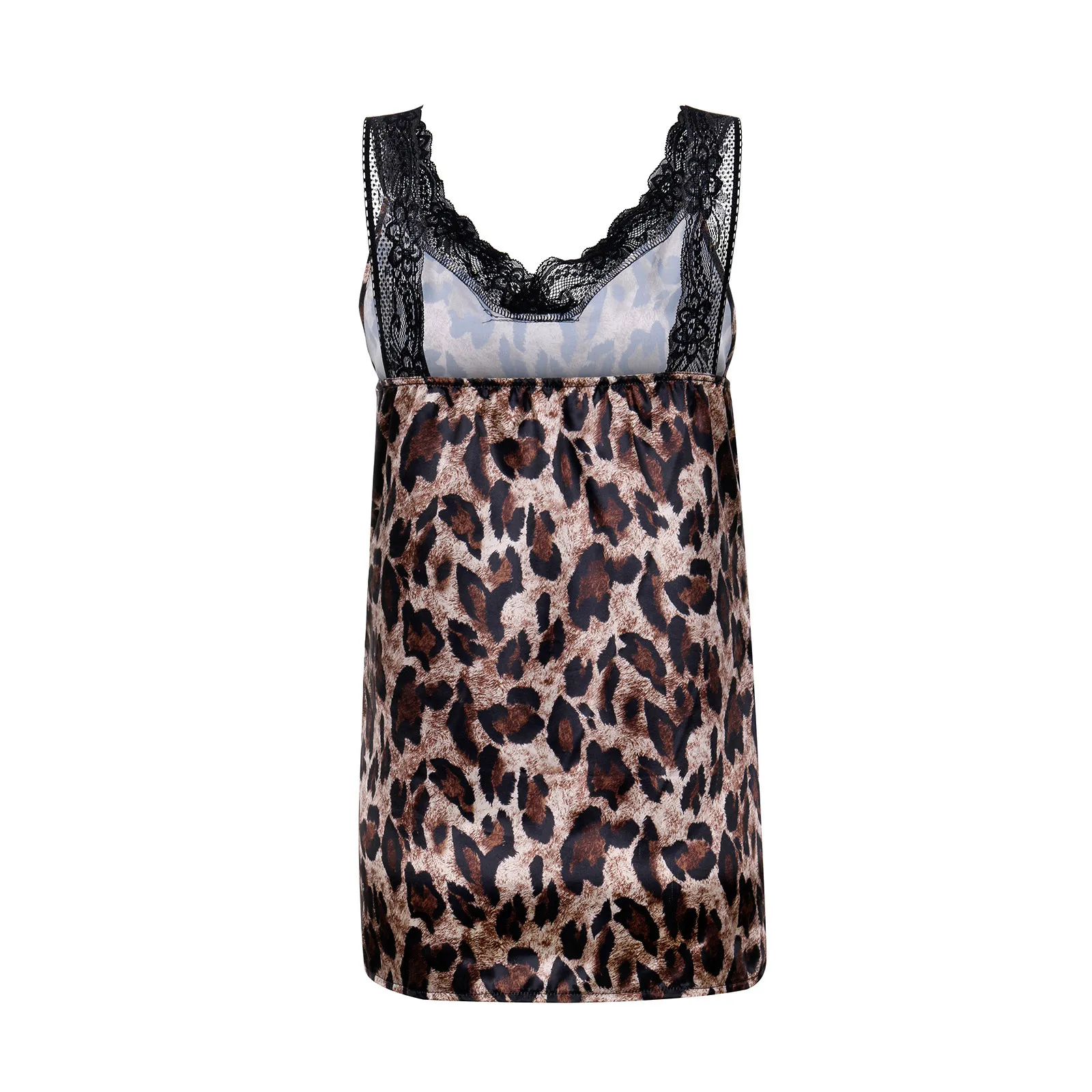 Fashion Plus Size Tops Women  Summer Sexy  Leopard Print Sleeveless Vest Lace Camisole Casual Tank Tops Blouses