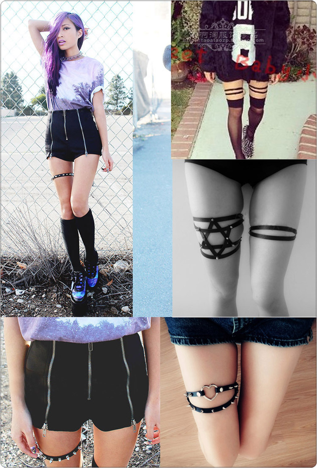 Womens Punk Leg Garter Belt Leg Band Adjustable Single Row Leg  Decor