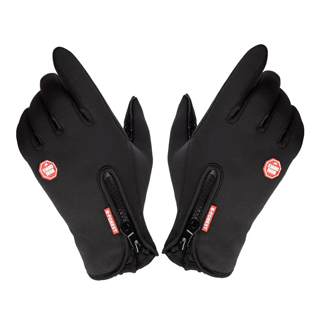 1 Pair Bike Gloves Thermal Fleece Motorbike Glove Touch Screen Mitten Black