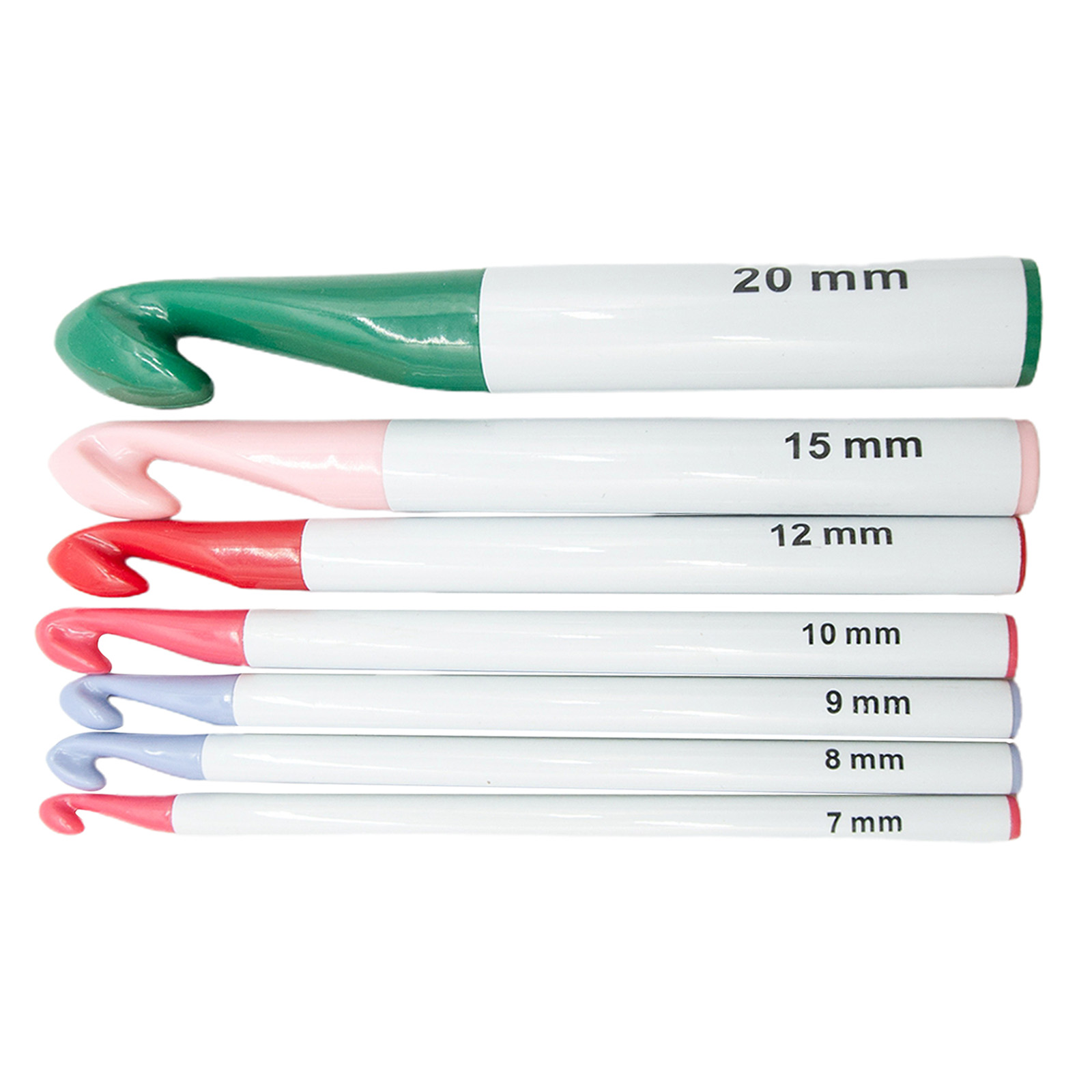 7pcs Crochet Hooks Different Sizes (7-20mm) Ergonomic Plastic Handle Crochet Knitting Needles Set DIY Craft Yarn Weaving Tools