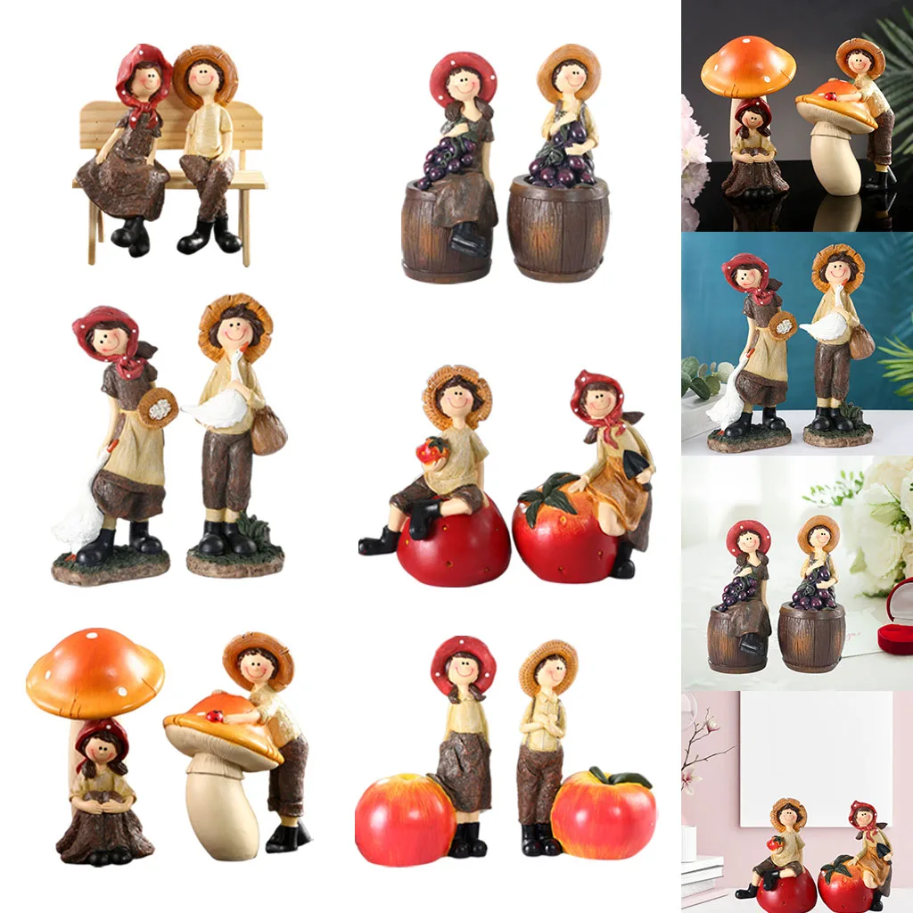 Desktop Ornament Christmas Wedding Gifts ,Countryside Statue for Couple, Home ,Office