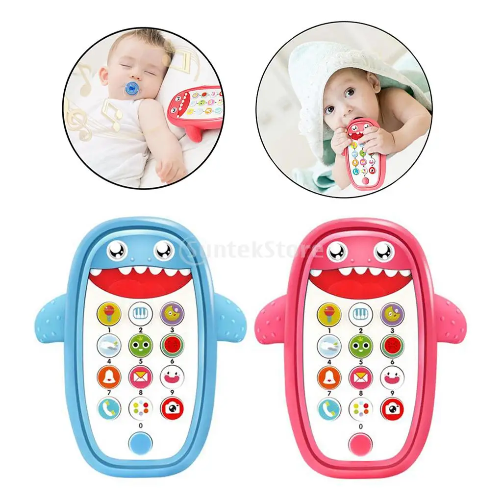 Cute Baby Intelligent Teething Phone Toy Adjustable Volume Educational Toys Cell Phone Smartphone Touch Swipe Boys Girls Gift