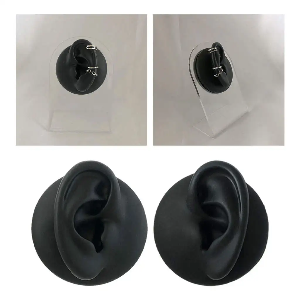 Simulation Ear Model Silicone Black for Jewelry Display Asmr Sleep Helping