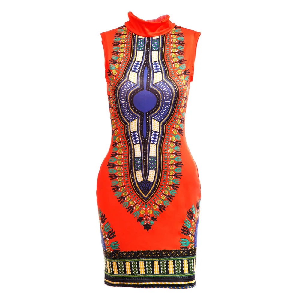 African Dresses for Women Sleeveless Elastic Dashiki Print Bazin Robe Africaine Ladies Clothes Female Dress Party Rich Clothing african robe