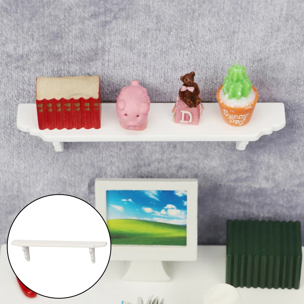 1:12 Doll House Mini Simulation Wood Wall Shelf Bathroom Furniture Ornaments