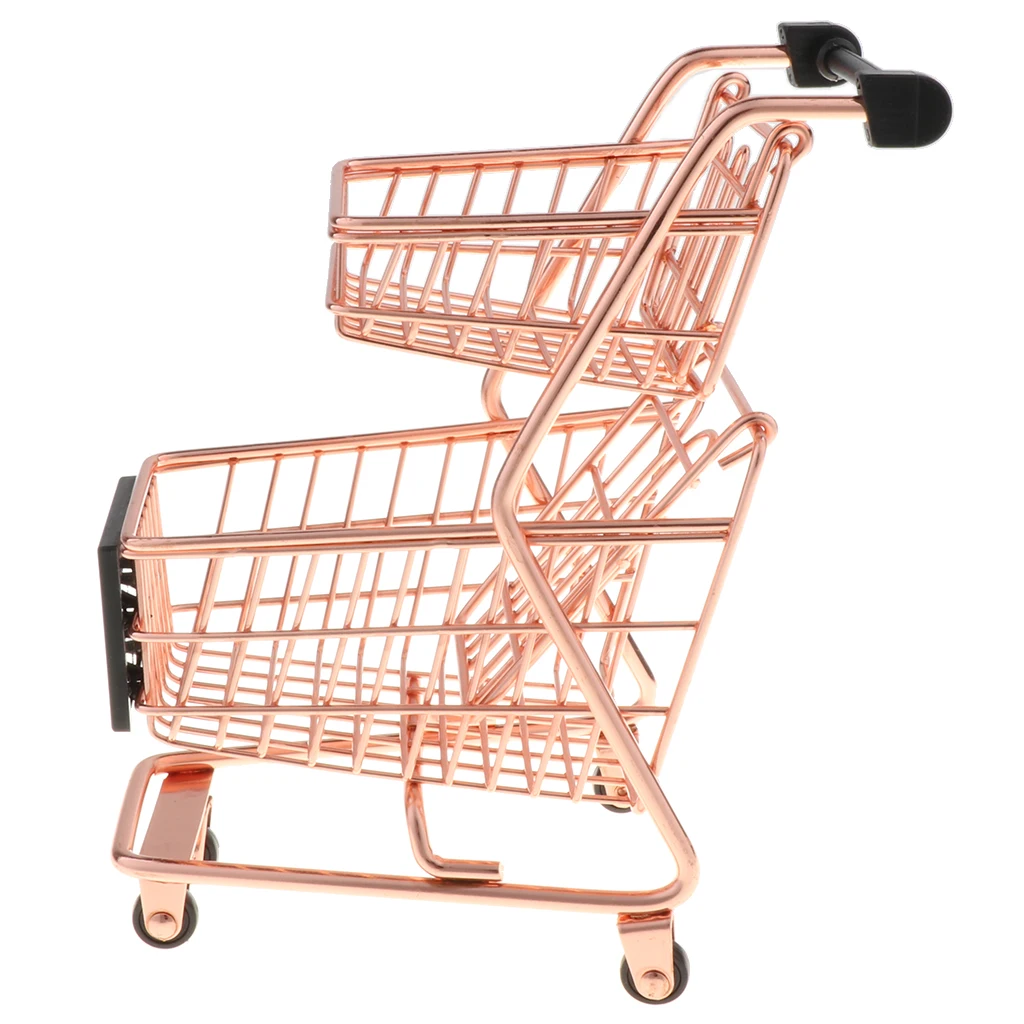 Mini Shopping Cart with Sturdy Metal Frame, Pen/ Pencil/ Cards Holder Desk Storage Toy