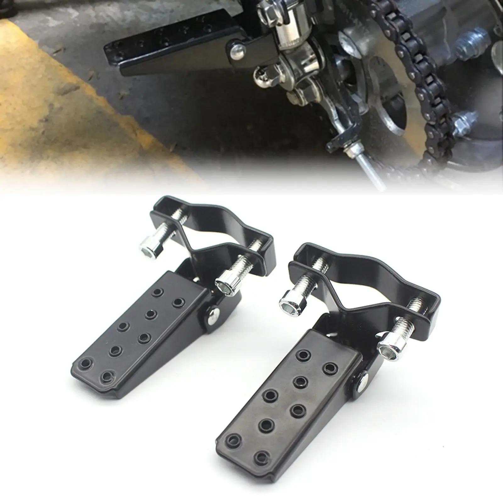 Motorcycle Steel Footrests Pedals 25-30mm Black Bike Parts Spare Parts