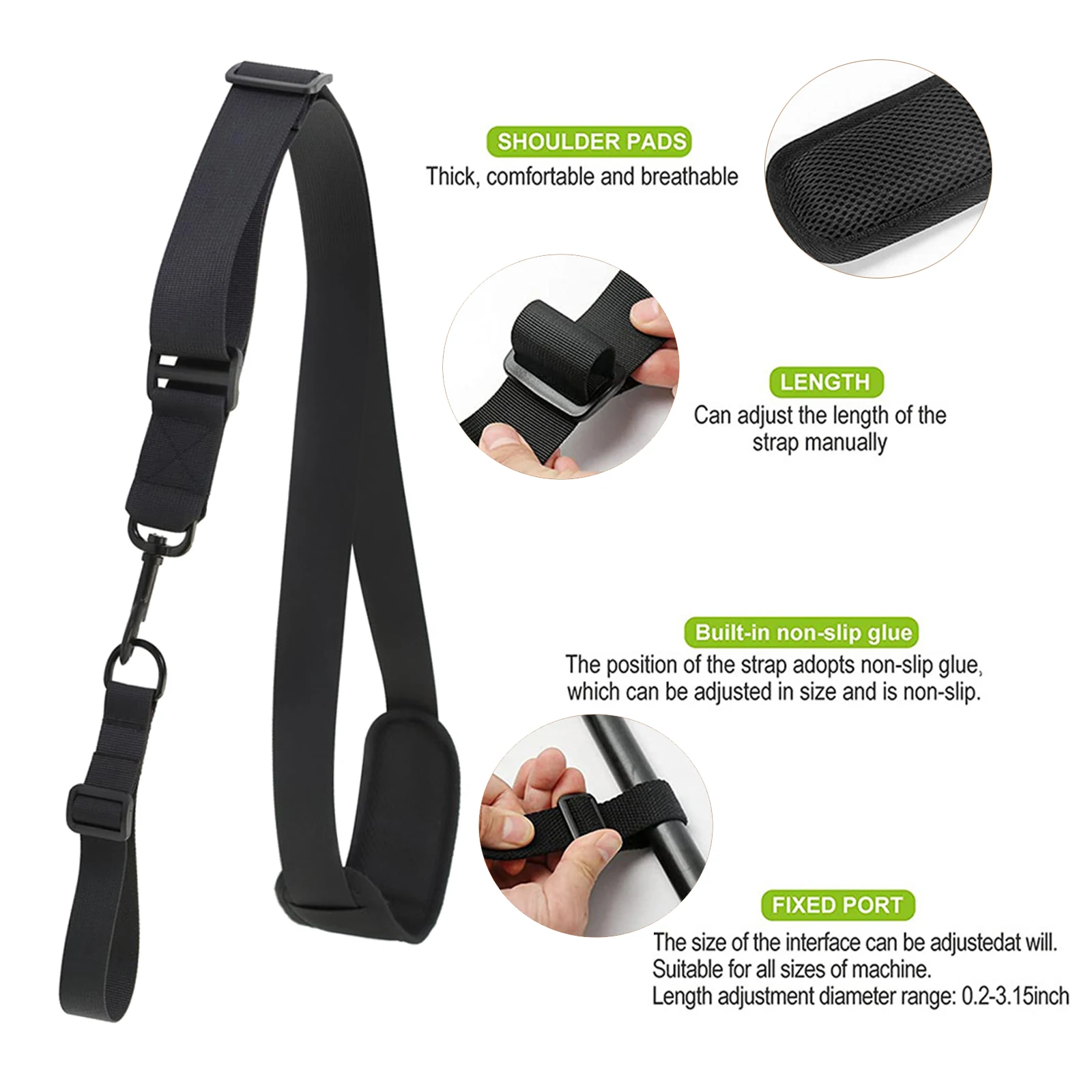 Trimmer Shoulder Strap Unviersal Single Shoulder Padded Harness Strap Black For Brush Cutter