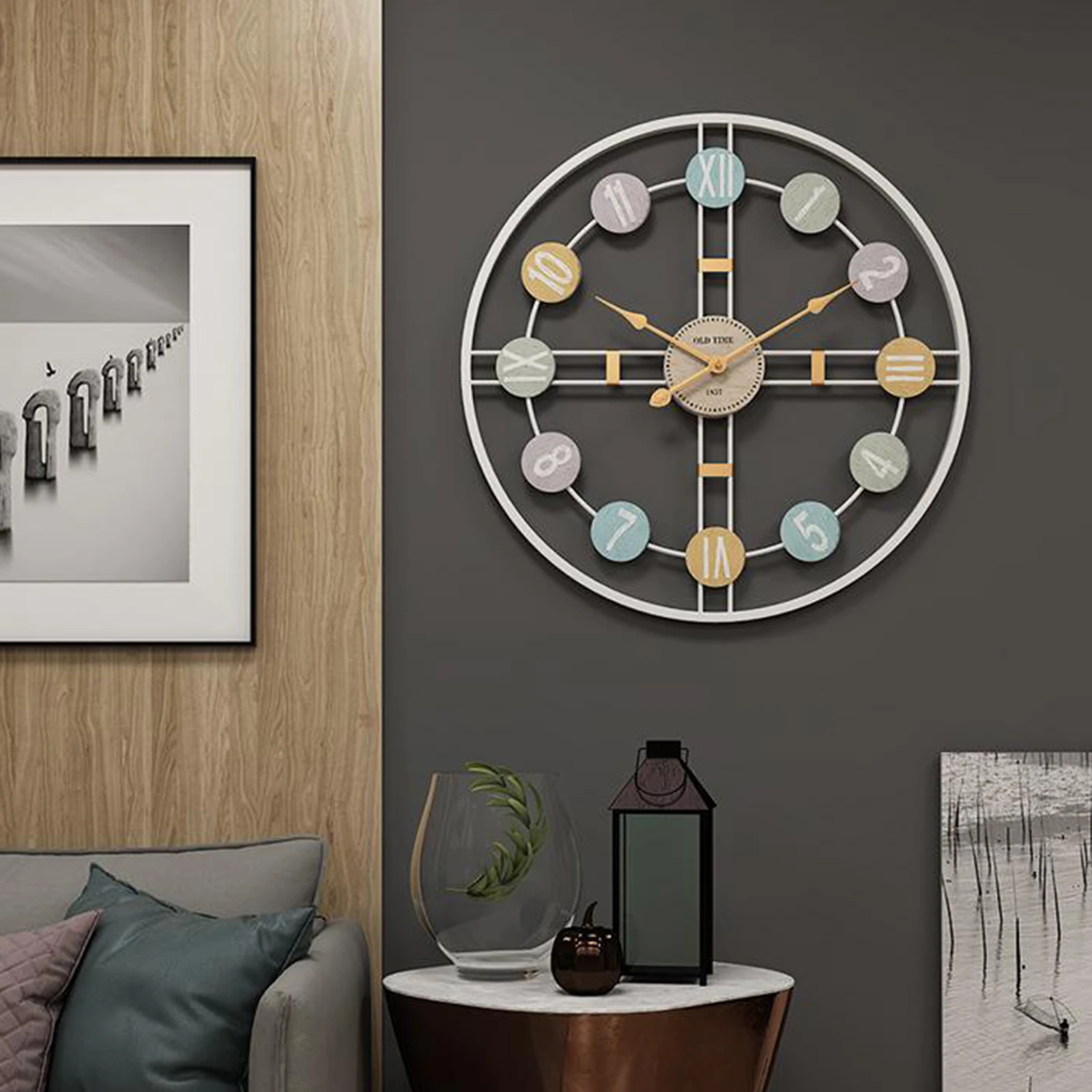 40cm Wall Clock Retro Minimalism Hanging Clock Industrial Silent Decoration