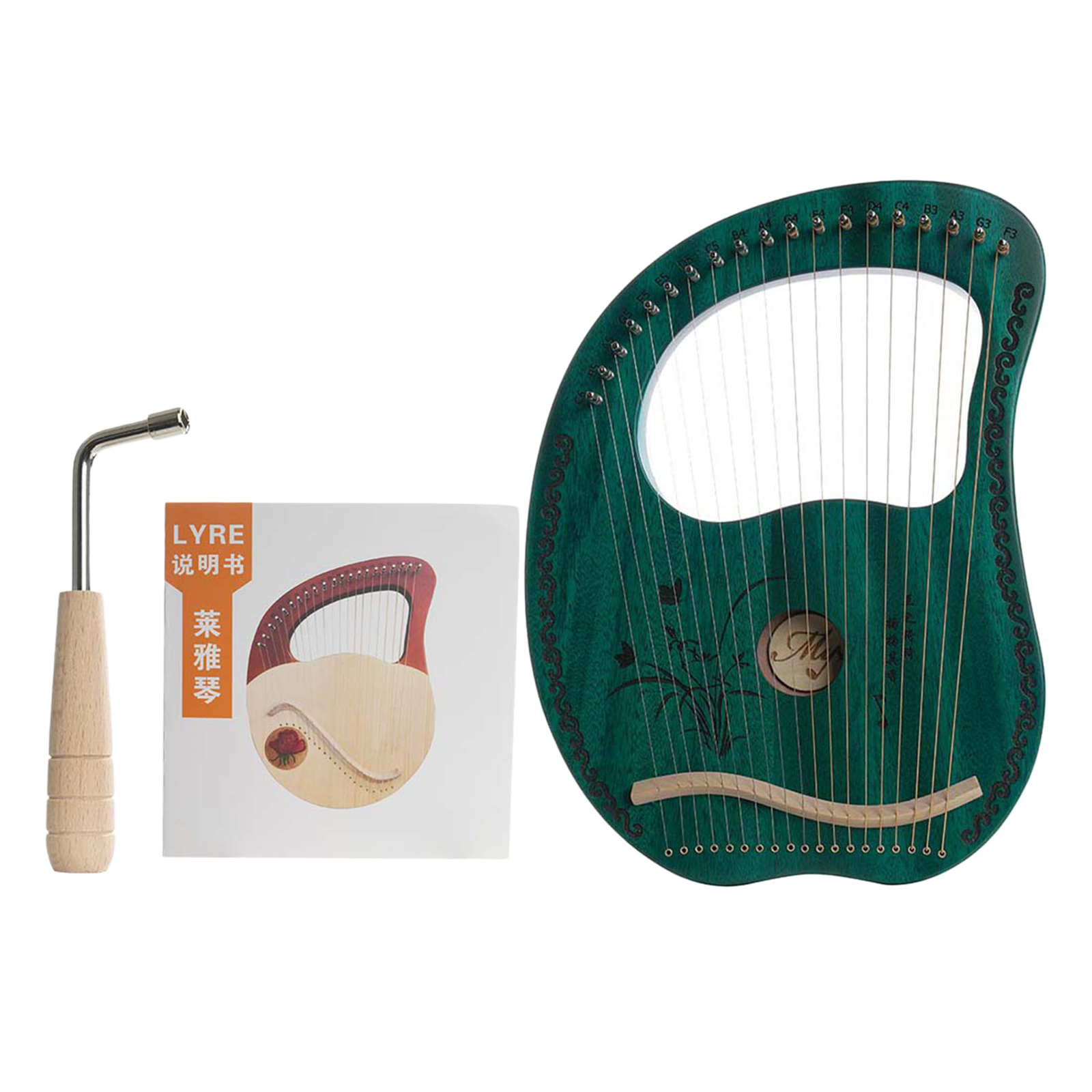 Lyre Harp Mahogany with Adjustable Wrench New Year's Gift for Music Lovers Child