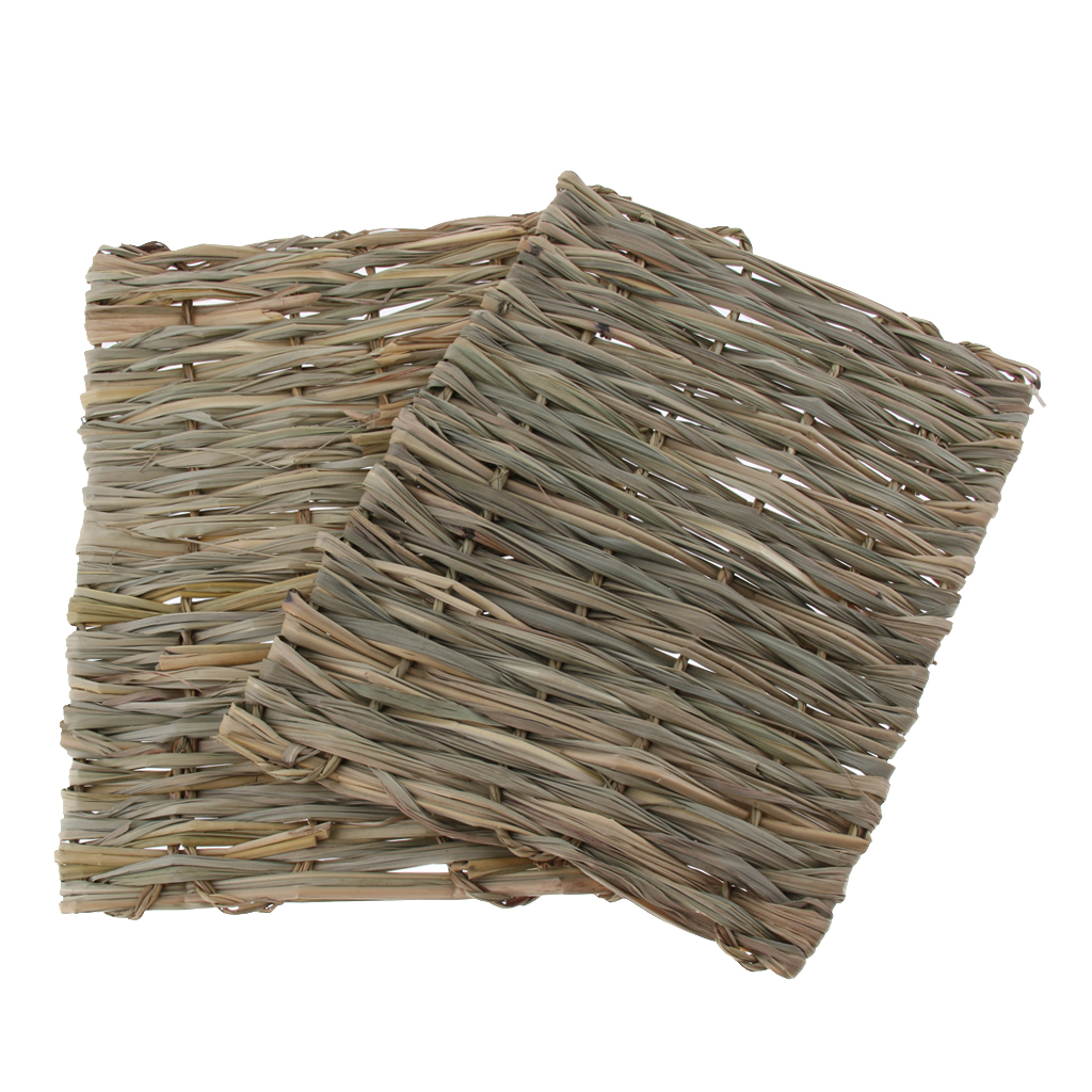 Handwoven Straw Cage Mat Sleep Bed and Chew Toy for Small Pet Rabbit Hamster