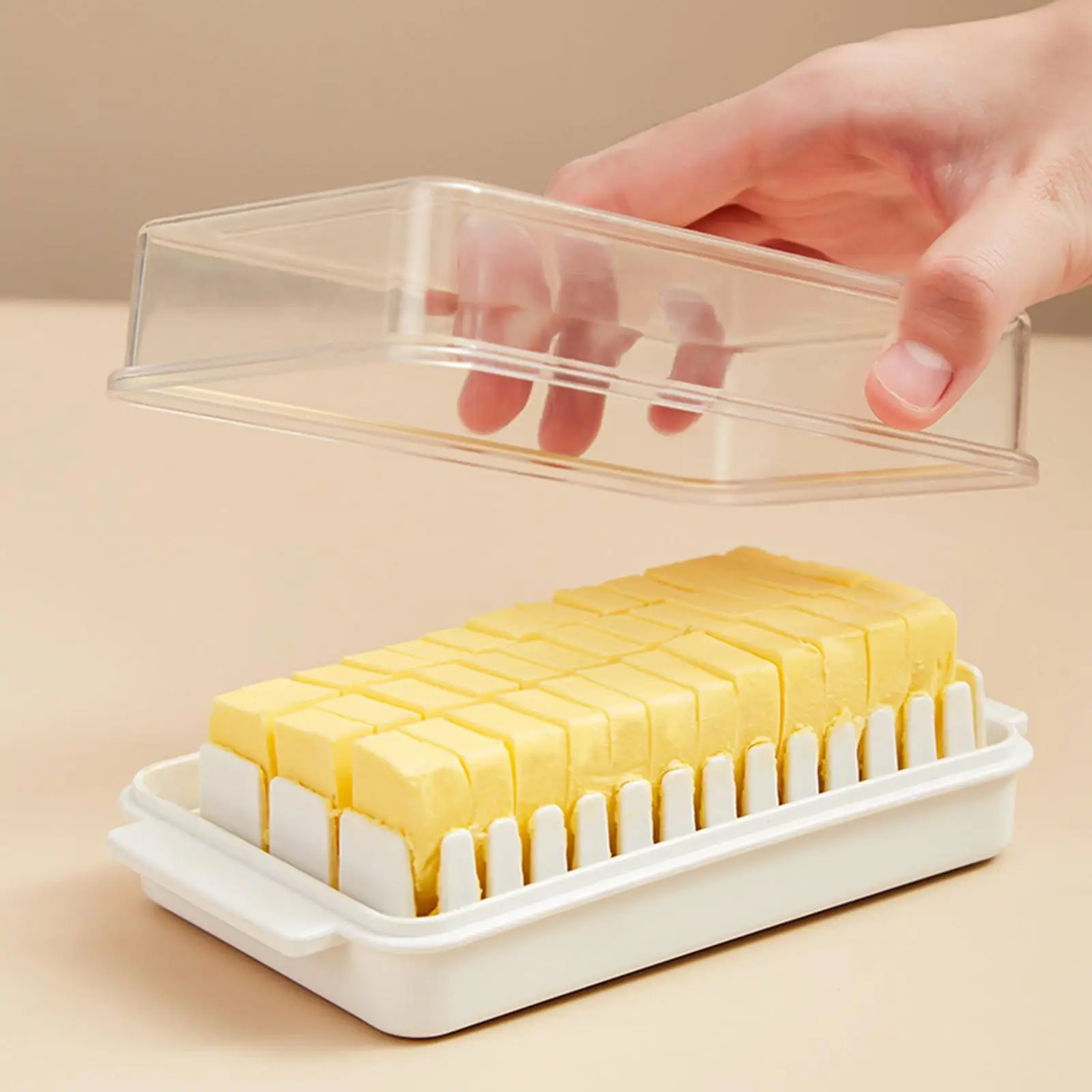 Butter Cutting Box Rectangle Storage Box Fresh-Keeping Airtight Lid Butter Storage Box for Kitchen