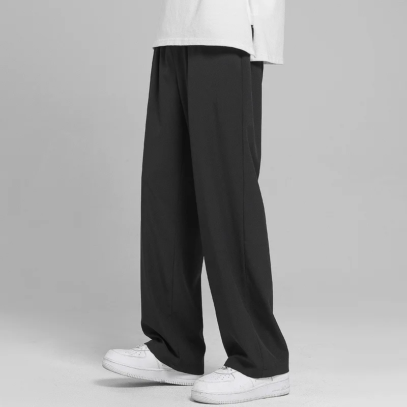 calças casuais homens baggy sólida larga perna verão respirável estilo japonês hombre calças moda inferior ins