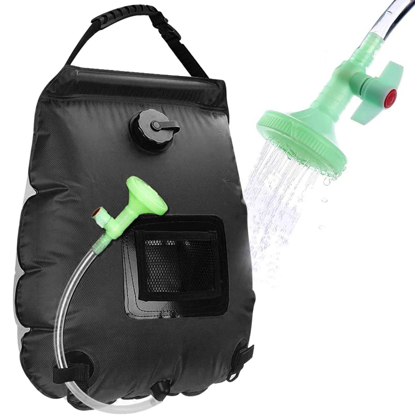20L Water Bags Outdoor Camping Solar Shower Bag Foldable Heating Camp Shower Hiking Climbing Bath Bag Switchable Shower Head