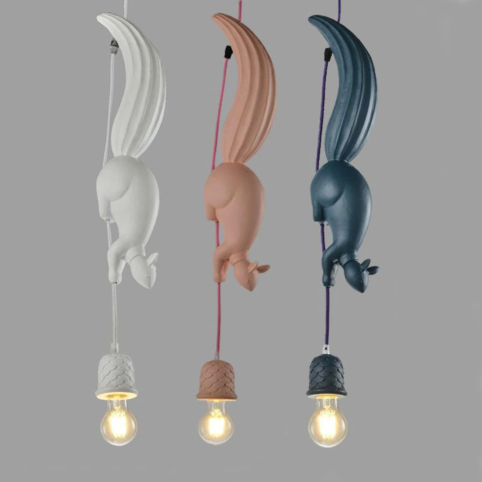 Squirrel Pendant Ceiling Light Hanging Lamp Loft Study Decoration Resin Textured