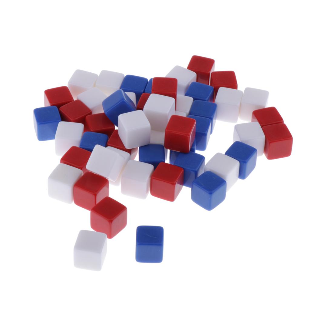 50pcs 16mm Blank 6 Sided Dice for Table Board Games  MTG RPG Gaming Tabletop Games DIY D6 Dices - Mixed Color