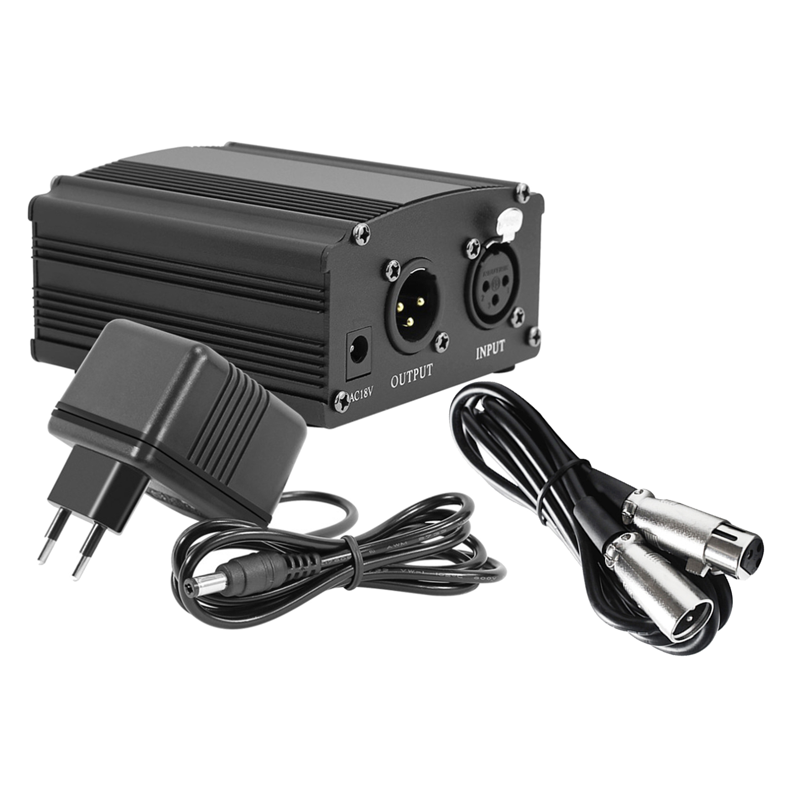 48V Phantom Power Supply with Charging Cable for Microphone Device Equipment