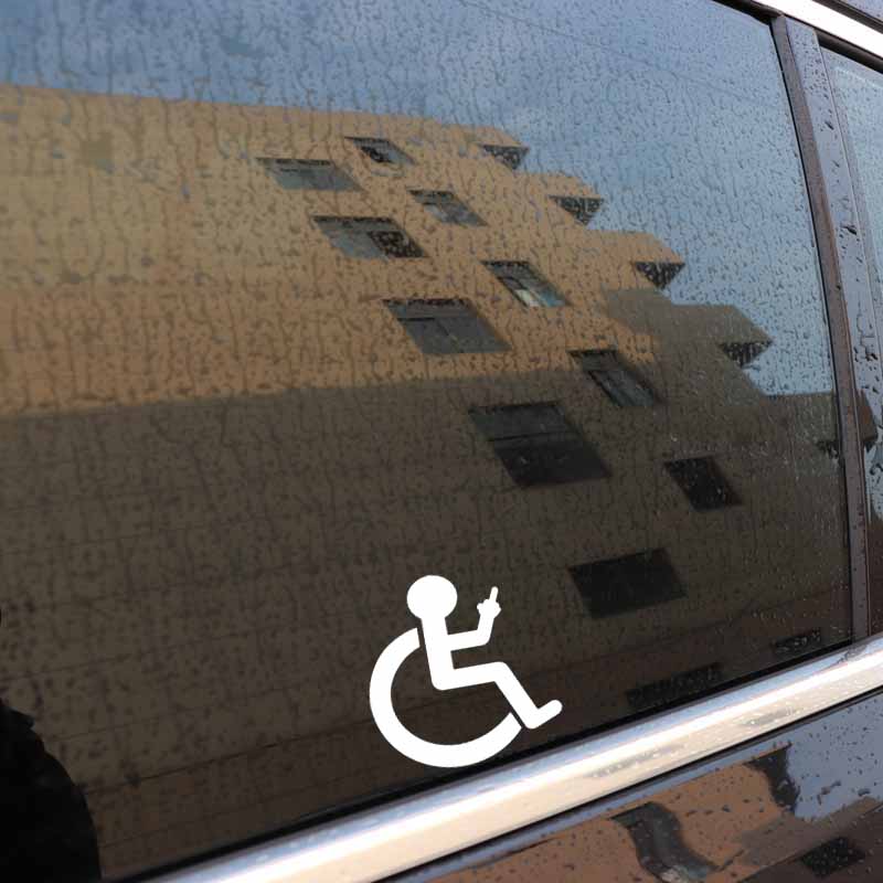 Autoaufkleber, personalisierte kreative Aufkleber, Rollstuhl-Mittelfinger, lustige Aufkleber, wasserdicht und Sonnenschutz, PVC, 13 x 13 cm – Detail 5