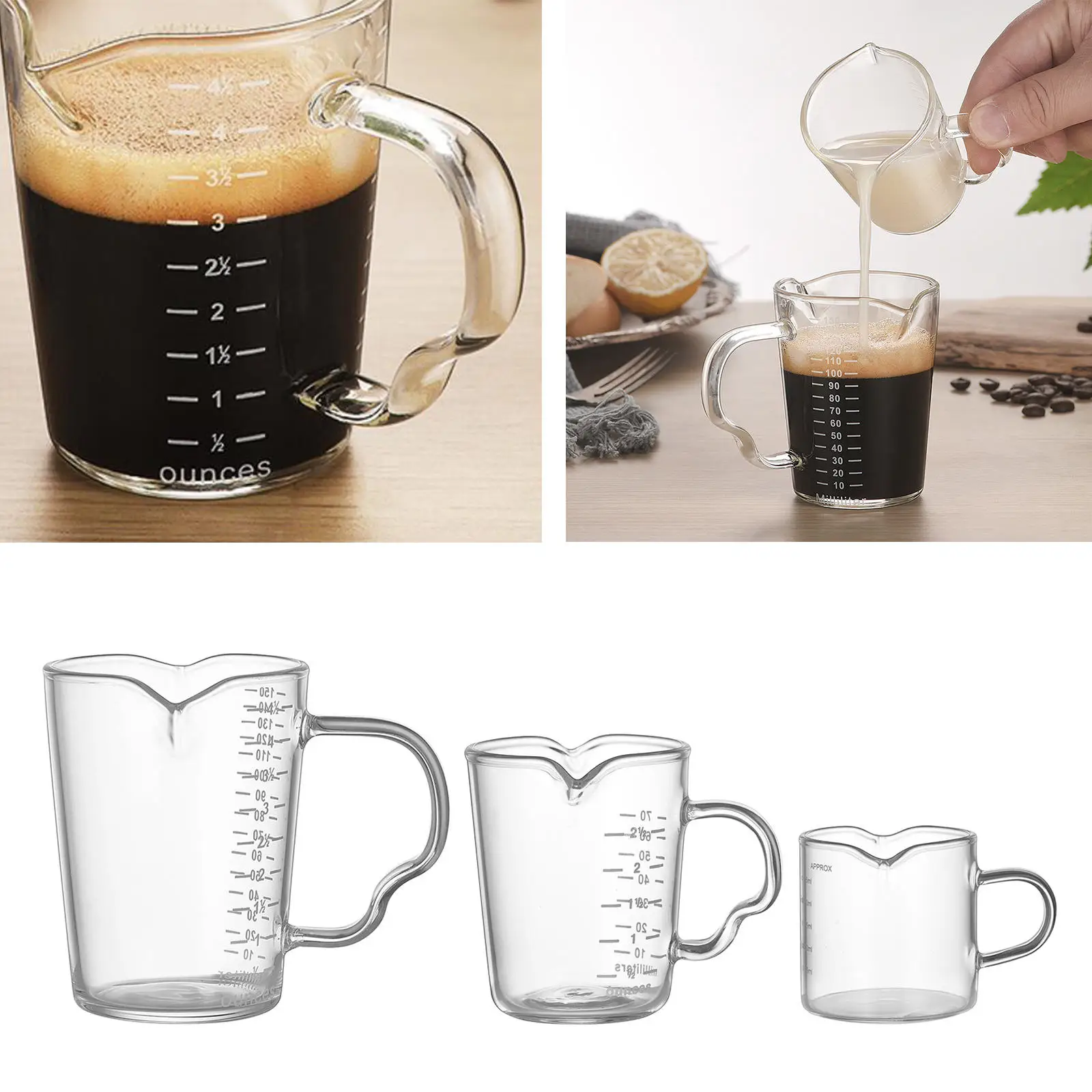 Multifunctional Glass Measuring Cup Heat-resistant Shot Glass and Scale Ounce Mug for Tea Drink Shaker Coffee