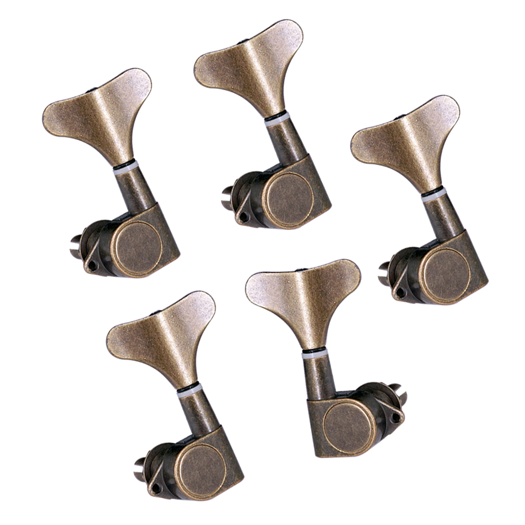 5 Pack of Electric or Acoustic Guitar String Tuning Pegs Machine Head (4 for Left + 1 for Right), Bronze, 2.17-2.20 inch