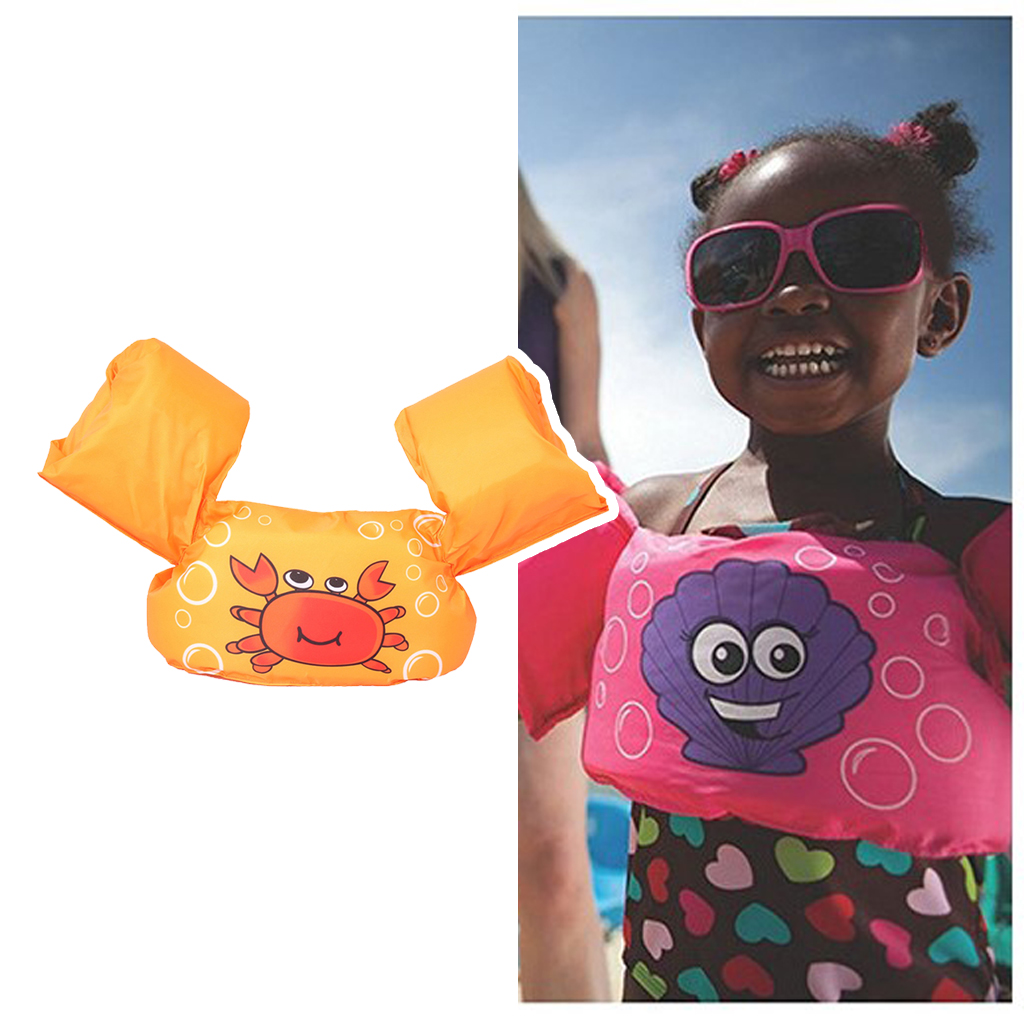 Cartoon Kids Baby Swim Vest with Shoulder Harness Arm for Age 2-8